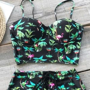 Palm and flamingo 2 piece